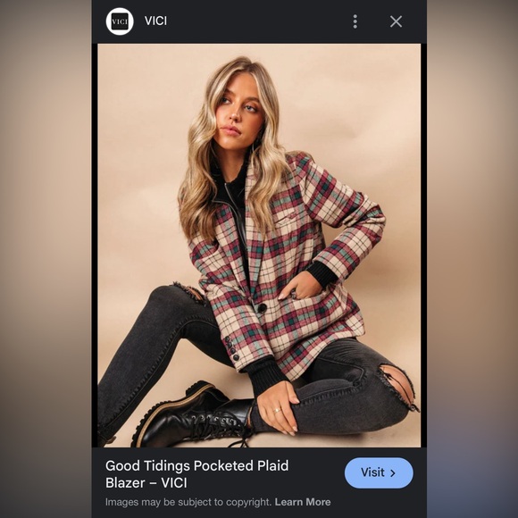 Vici Good Things Pocket Plaid Blazer (removable knit lining) NWOT - Picture 14 of 14